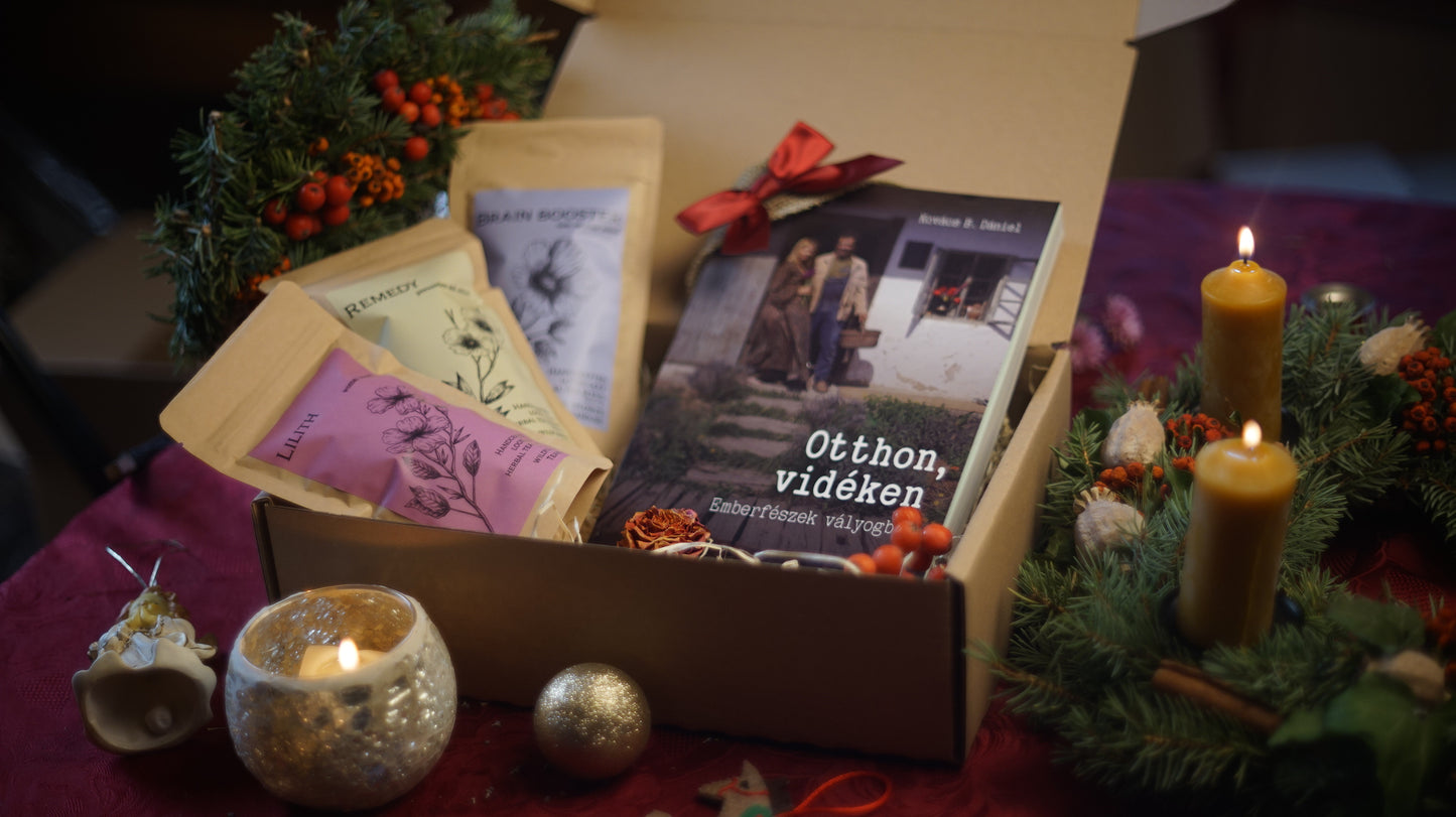 Karácsonyi ajándék könyv és teaválogatás