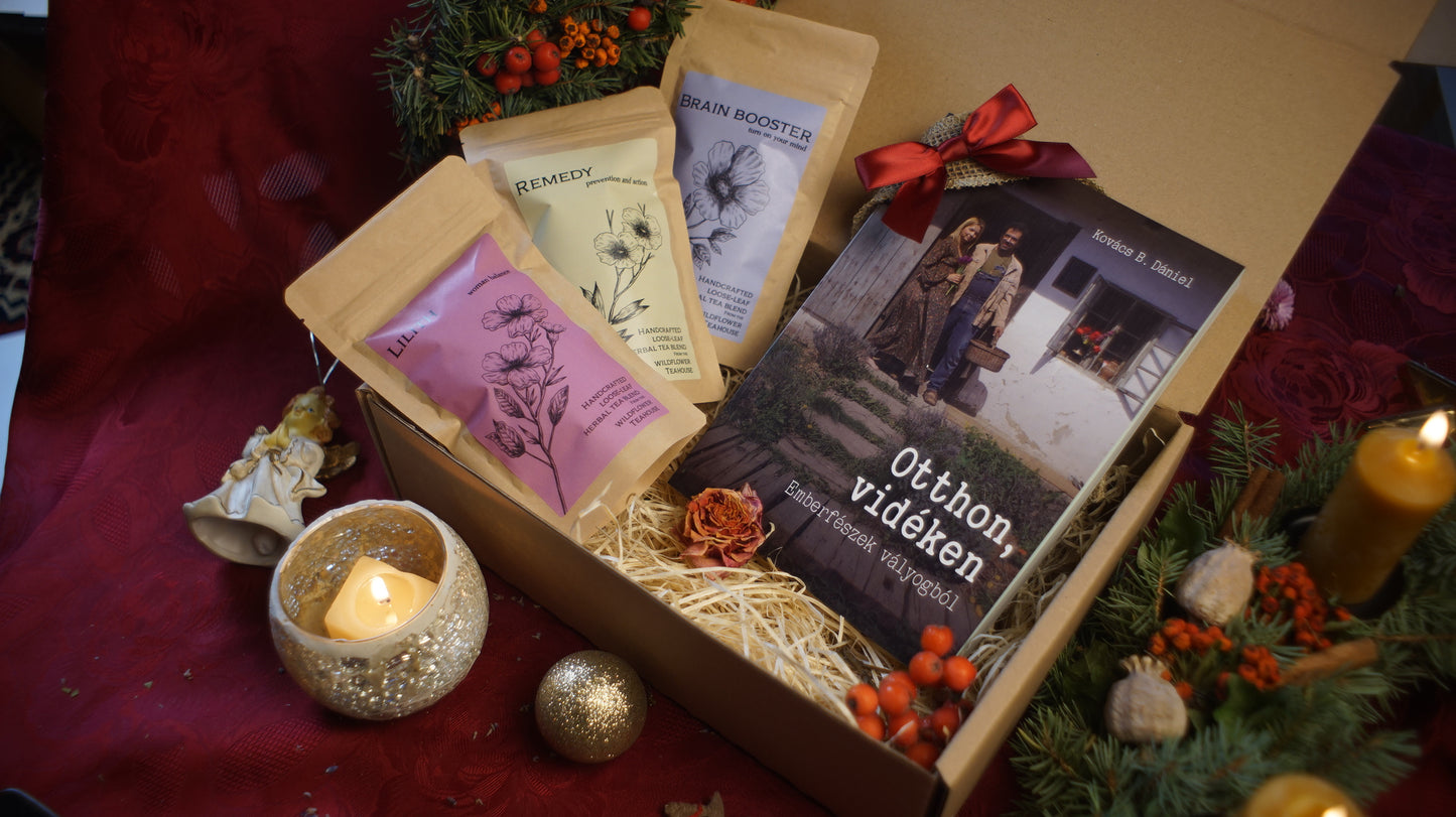 Karácsonyi ajándék könyv és teaválogatás